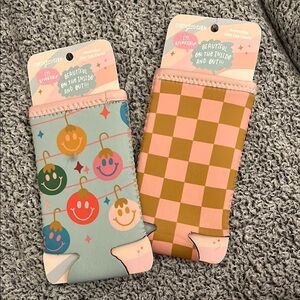 Reversible Coozies with Smiley and Checkered Patterns